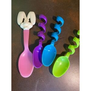 Vintage Cereal Spoon Lot Trix Rabbit 1991 Cinnamon Toast Crunch 90s 4pc EUC